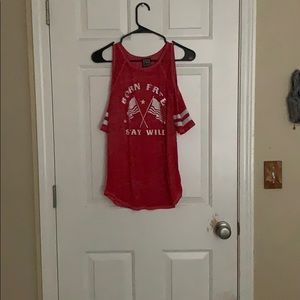 I’m selling a cold shoulder red shirt